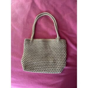 Lina Women’s Woven Shoulder Bag Beige Top Zipper Snap Casual Classic Boho 13”x9”